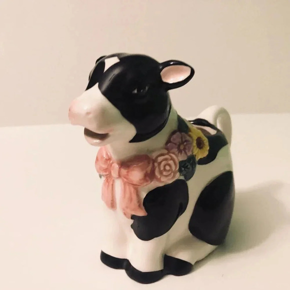 Giftcraft Cow Creamer Pitcher 4.5 Inch Tall Floral Figurine - Picture 11 of 13